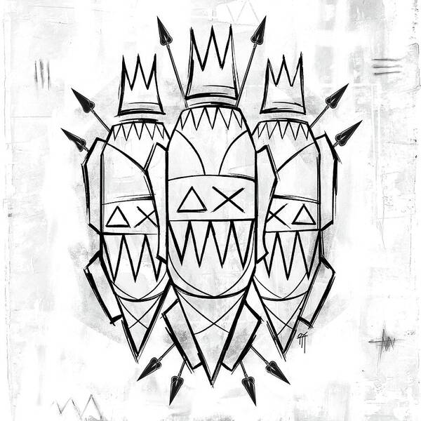 Abstract Crowned Figures - Art Print