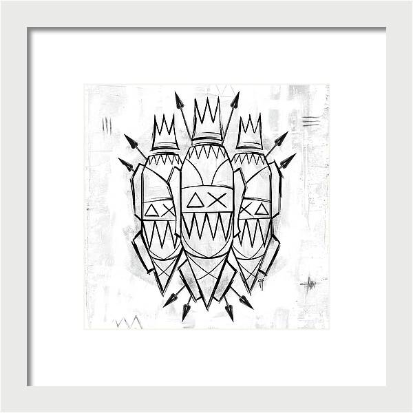 Abstract Crowned Figures - Framed Print