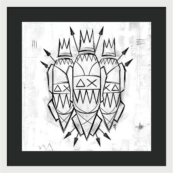 Abstract Crowned Figures - Framed Print