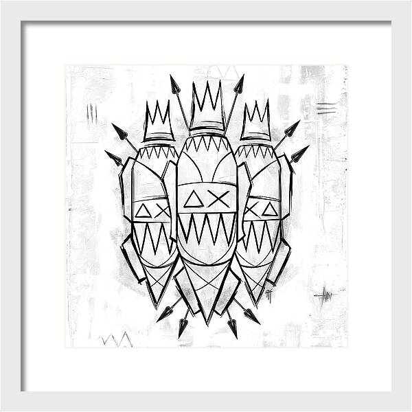 Abstract Crowned Figures - Framed Print