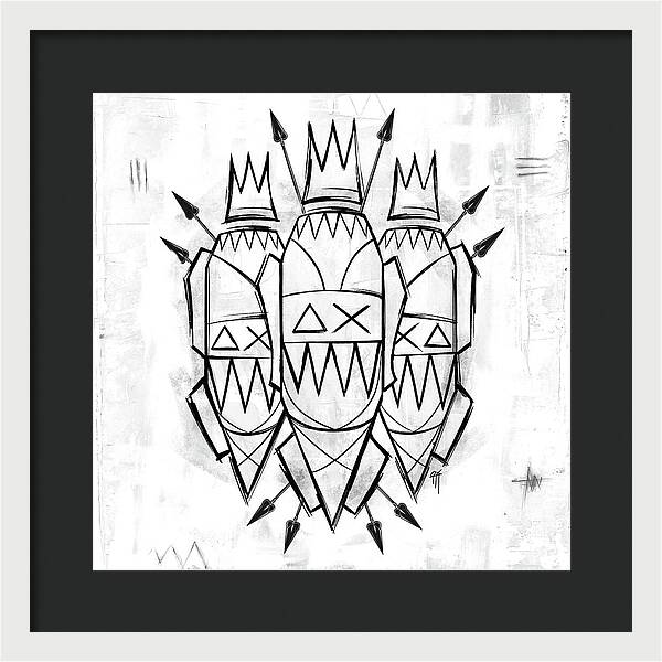 Abstract Crowned Figures - Framed Print