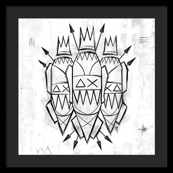 Abstract Crowned Figures - Framed Print