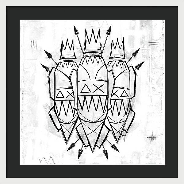 Abstract Crowned Figures - Framed Print