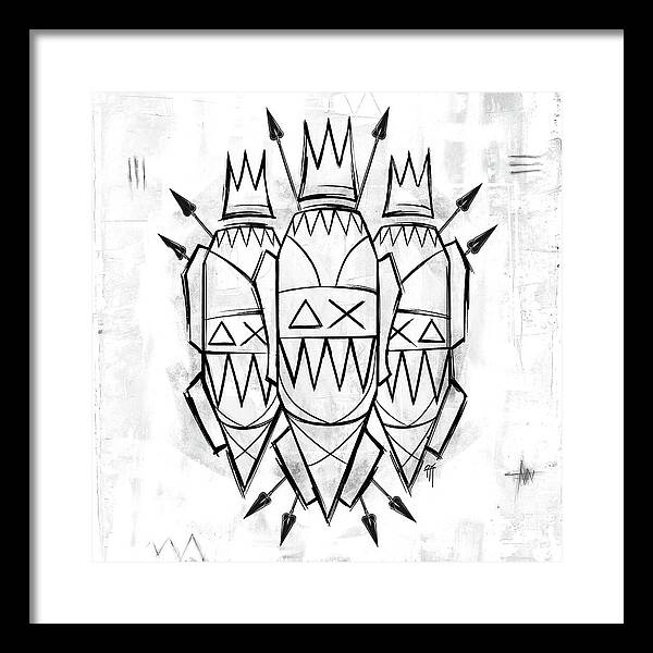 Abstract Crowned Figures - Framed Print
