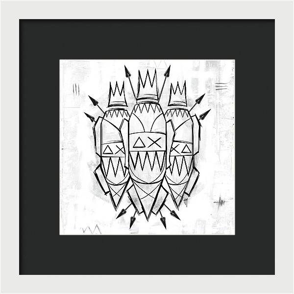 Abstract Crowned Figures - Framed Print