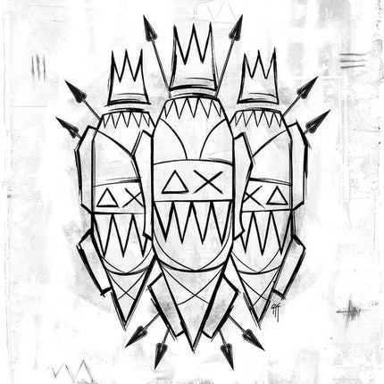 Abstract Crowned Figures - Art Print