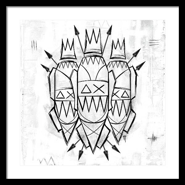 Abstract Crowned Figures - Framed Print