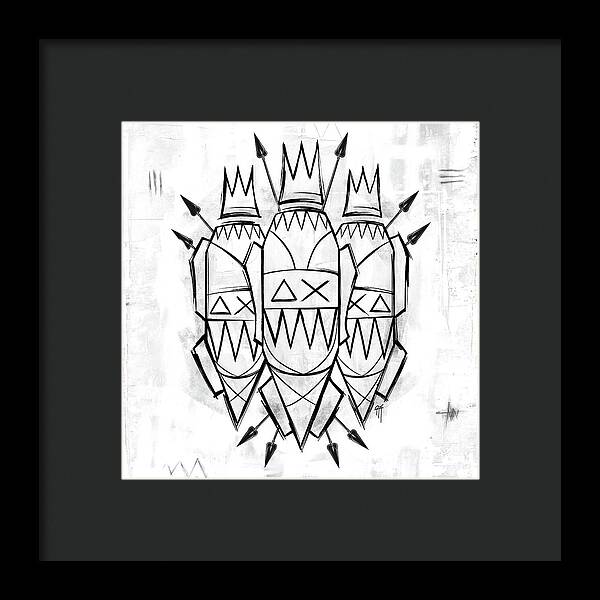 Abstract Crowned Figures - Framed Print