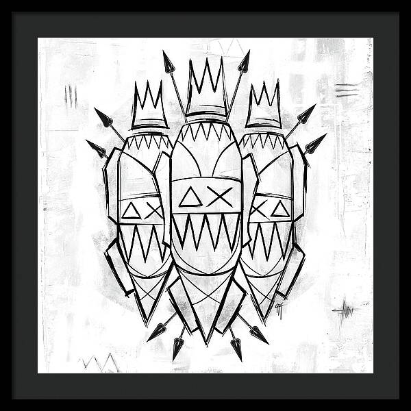 Abstract Crowned Figures - Framed Print