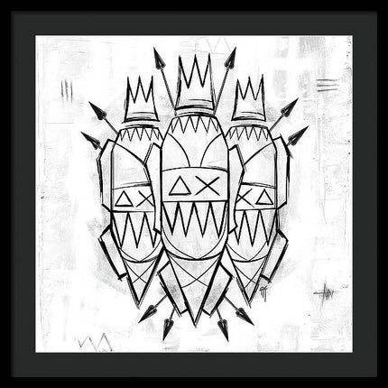 Abstract Crowned Figures - Framed Print