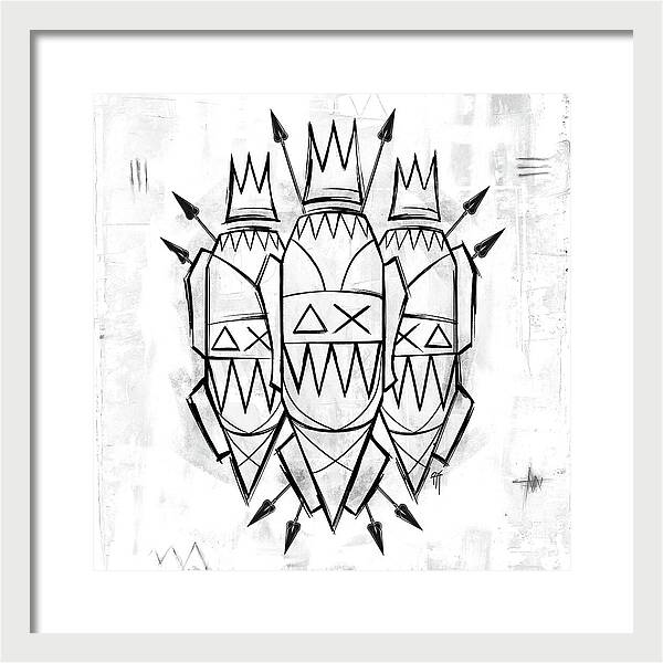 Abstract Crowned Figures - Framed Print