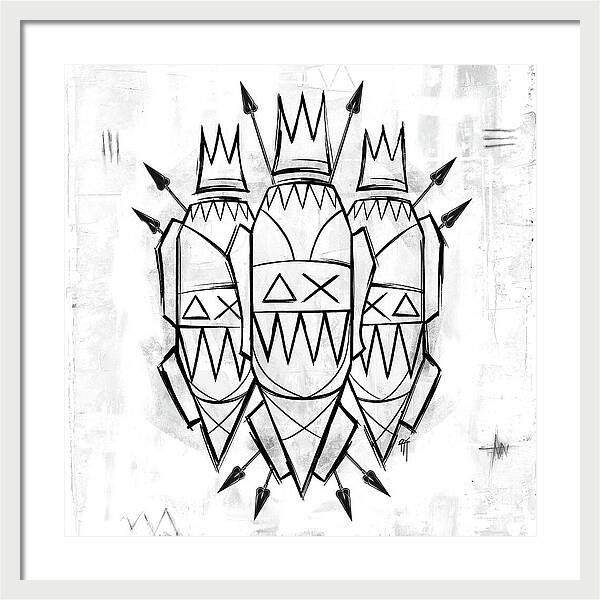 Abstract Crowned Figures - Framed Print