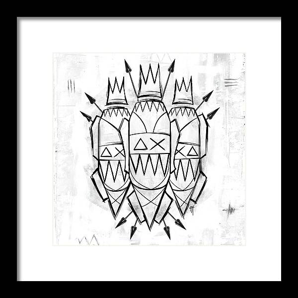 Abstract Crowned Figures - Framed Print