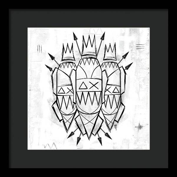 Abstract Crowned Figures - Framed Print