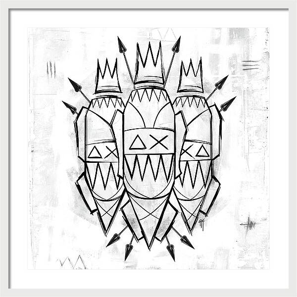 Abstract Crowned Figures - Framed Print