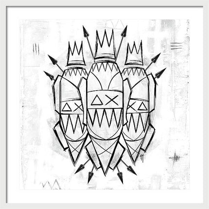 Abstract Crowned Figures - Framed Print