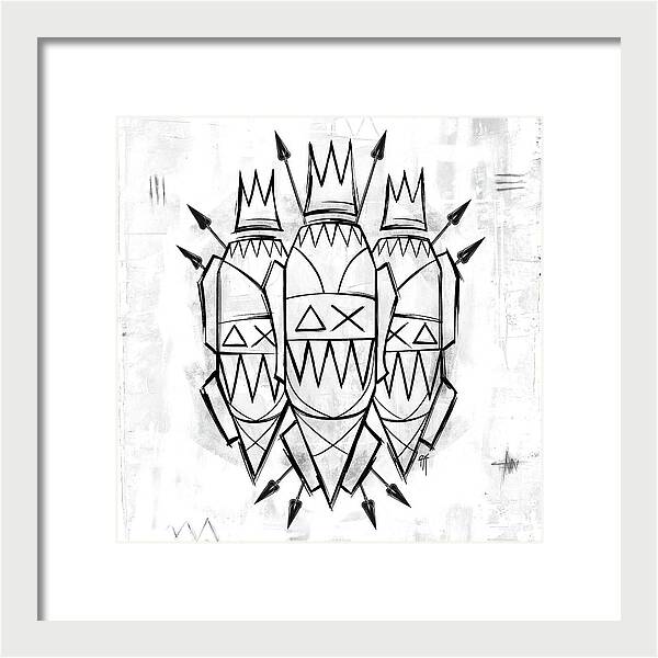 Abstract Crowned Figures - Framed Print