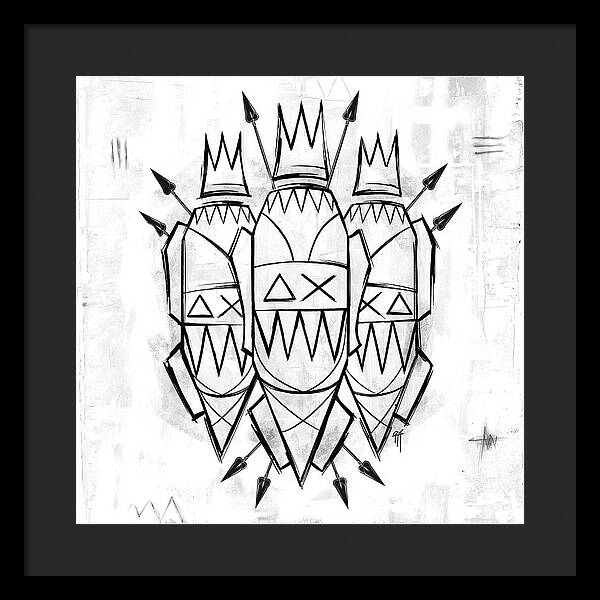 Abstract Crowned Figures - Framed Print