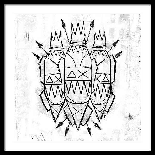 Abstract Crowned Figures - Framed Print