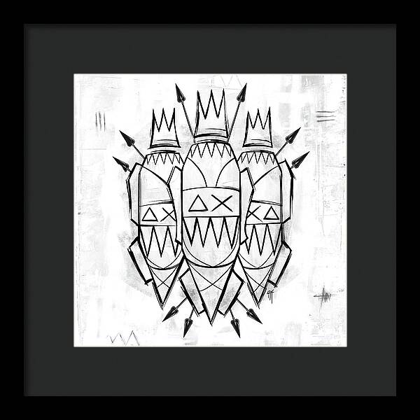 Abstract Crowned Figures - Framed Print