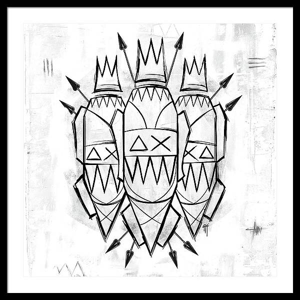 Abstract Crowned Figures - Framed Print