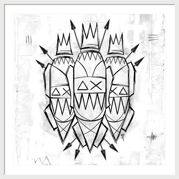 Abstract Crowned Figures - Framed Print
