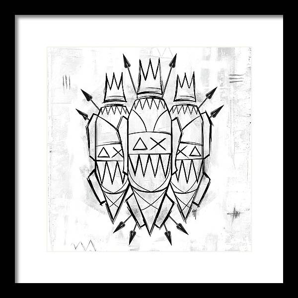 Abstract Crowned Figures - Framed Print