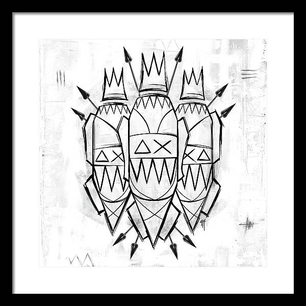 Abstract Crowned Figures - Framed Print