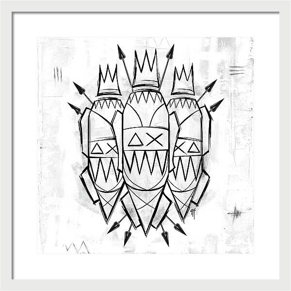 Abstract Crowned Figures - Framed Print
