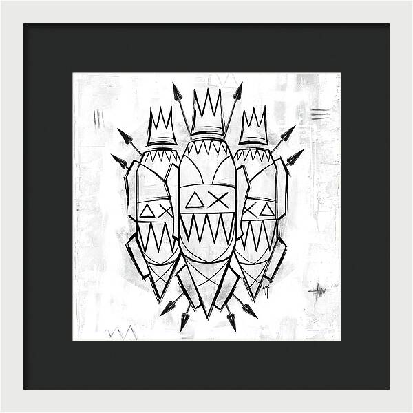 Abstract Crowned Figures - Framed Print