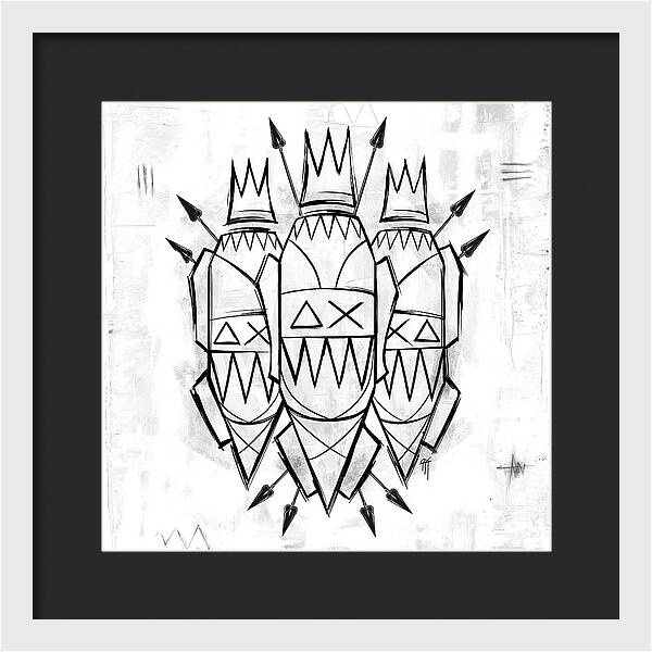 Abstract Crowned Figures - Framed Print