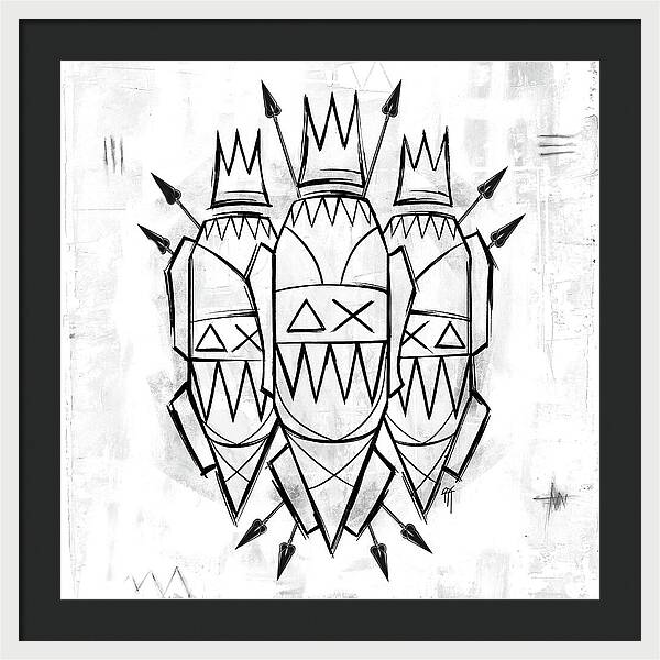 Abstract Crowned Figures - Framed Print