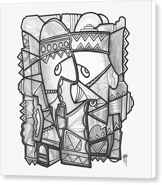 Sun Tribe Abstract Monochrome - Canvas Print