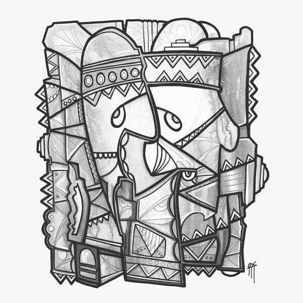 Sun Tribe Abstract Monochrome - Art Print