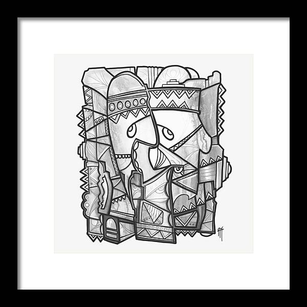 Sun Tribe Abstract Monochrome - Framed Print