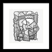 Sun Tribe Abstract Monochrome - Framed Print