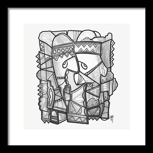 Sun Tribe Abstract Monochrome - Framed Print