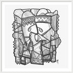 Sun Tribe Abstract Monochrome - Framed Print