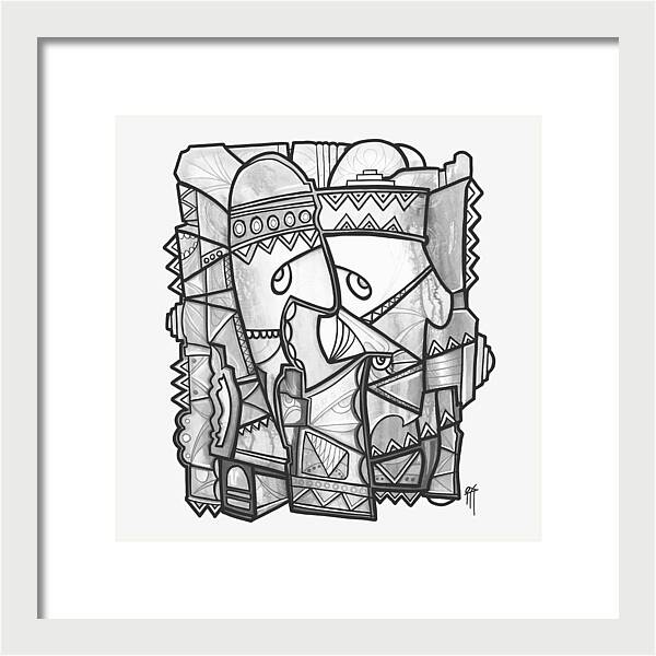 Sun Tribe Abstract Monochrome - Framed Print