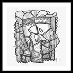 Sun Tribe Abstract Monochrome - Framed Print