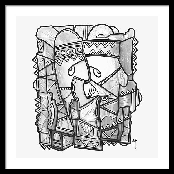 Sun Tribe Abstract Monochrome - Framed Print