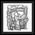 Sun Tribe Abstract Monochrome - Framed Print