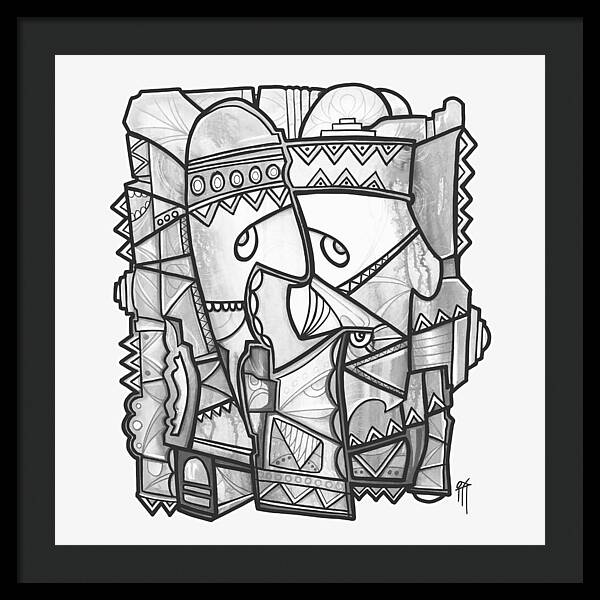Sun Tribe Abstract Monochrome - Framed Print