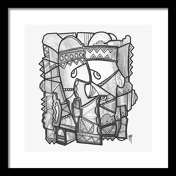 Sun Tribe Abstract Monochrome - Framed Print