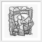 Sun Tribe Abstract Monochrome - Framed Print