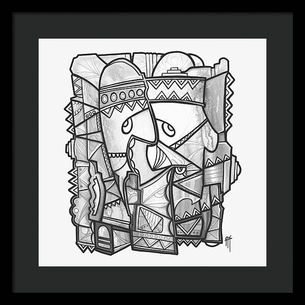 Sun Tribe Abstract Monochrome - Framed Print