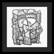 Sun Tribe Abstract Monochrome - Framed Print