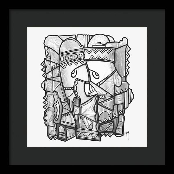 Sun Tribe Abstract Monochrome - Framed Print