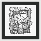 Sun Tribe Abstract Monochrome - Framed Print
