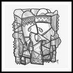 Sun Tribe Abstract Monochrome - Framed Print